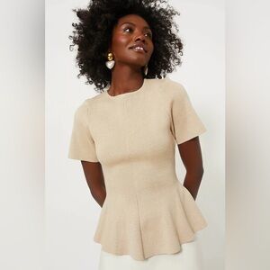Hyacinth House Tan Knit Phoebe Peplum Top Medium